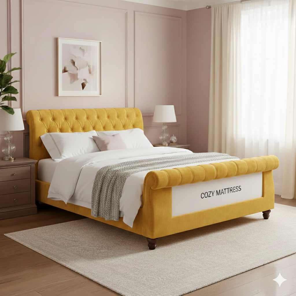 Velvety Froast Upholstered Bed