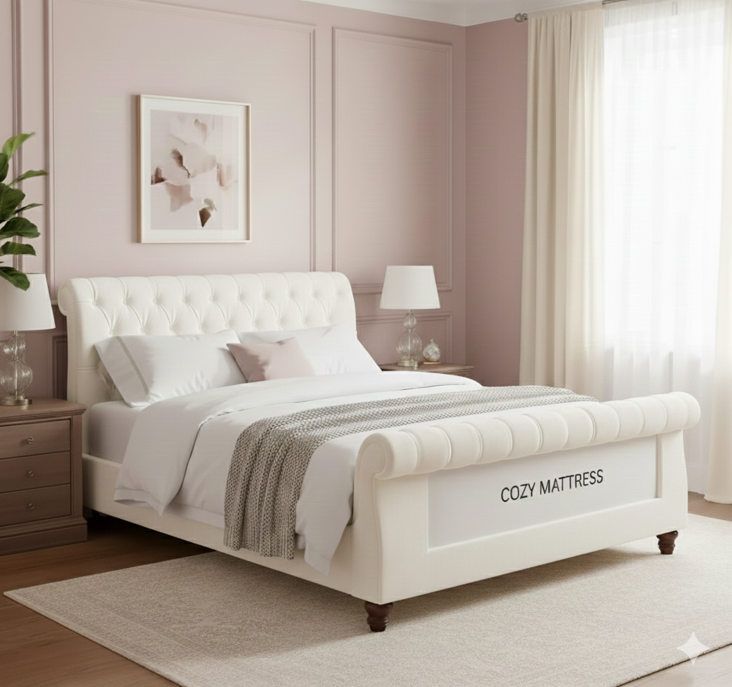 Velvety Froast Upholstered Bed