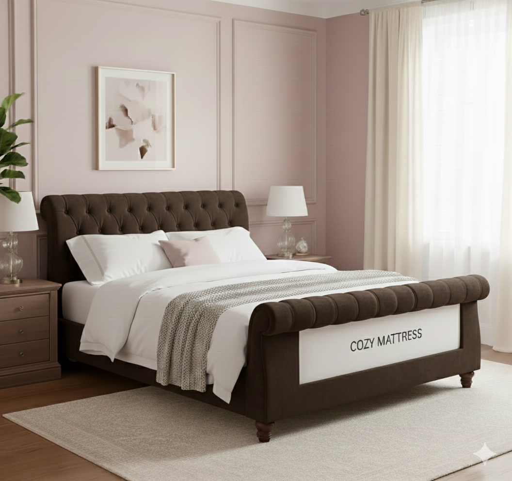 Velvety Froast Upholstered Bed