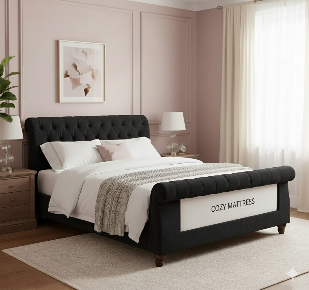Velvety Froast Upholstered Bed