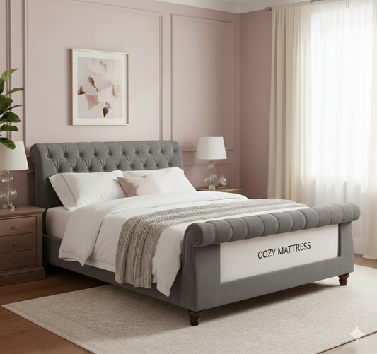 Velvety Froast Upholstered Bed