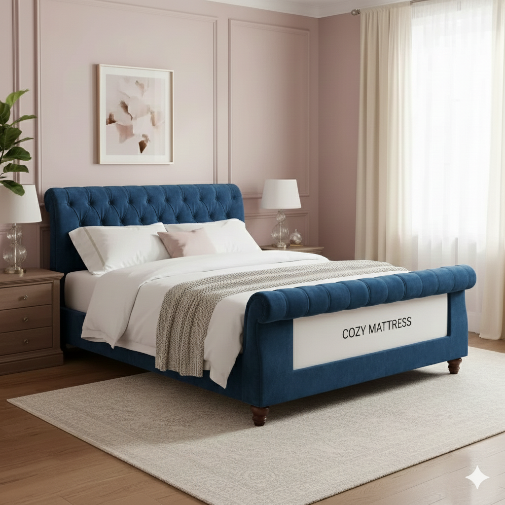 Velvety Froast Upholstered Bed