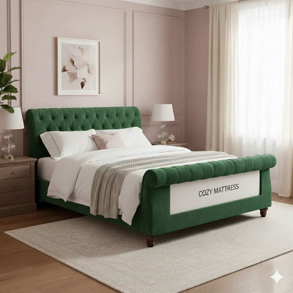 Velvety Froast Upholstered Bed